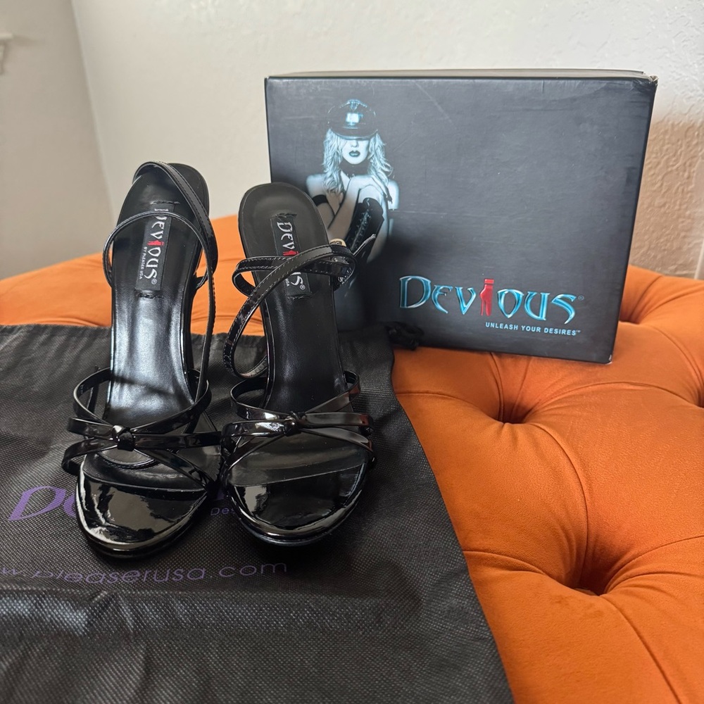 Devious Black Patent Leather Heels